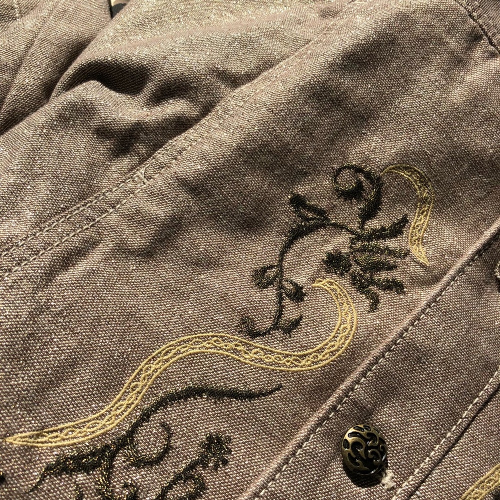 Chico's Sparkle Jacket Brown Embroidered Stitched - Picture 8 of 8